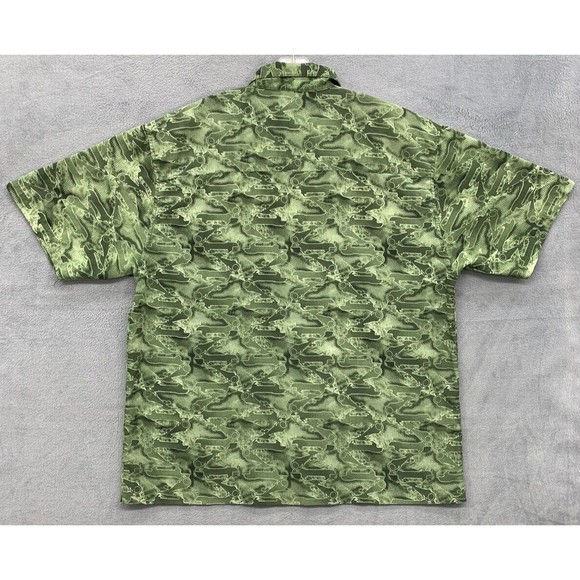 BOFF Button Down Shirt Men's Size XL Green Short Sleeve Geometric 100% Polyester - Picture 2 of 12